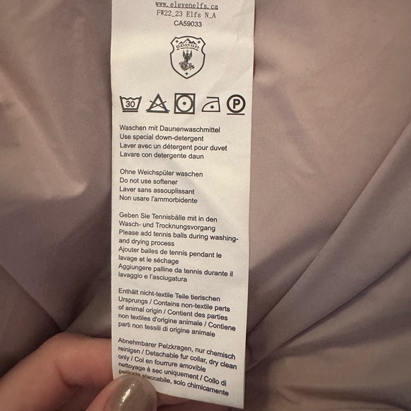 Eleven Elves navy blue, knee length, down jacket. Zippered pockets. Super soft. - Picture 7 of 9